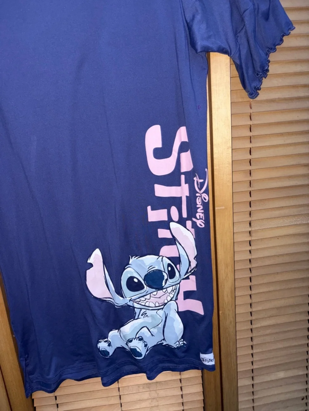 Disney Navy Blue Stitch Graphic Short Sleeve Tee Dress with Pink Logo - Picture 4 of 5